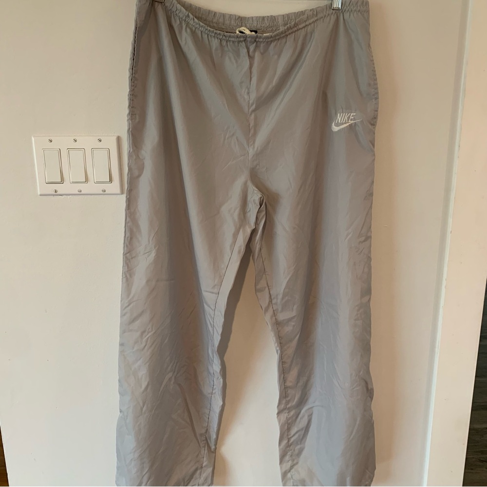 Vintage 1990’s Nike Grey Wide Leg Windbreaker Pants Mens Large L Ankle Zipper